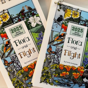 Desktopkalender 2025, Flora and Flight, kleine bureaukalender, botanisch, vogels, vlinders, bijen, bloemen, bomen, planner 2025, vakantiecadeau