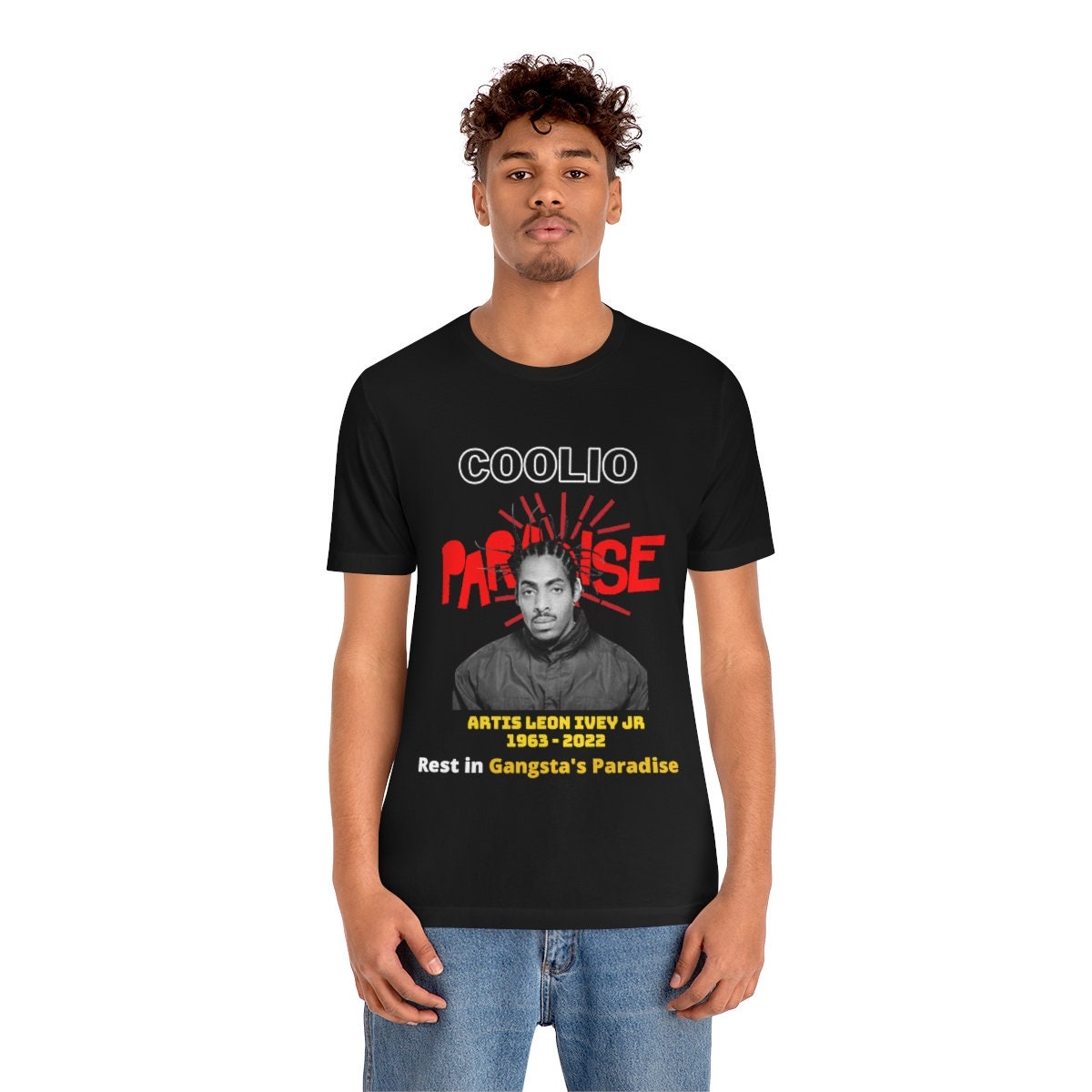 Discover Maglietta T-Shirt Rip Coolio Rapper Uomo Donna Bambini Ricordando Grazie Per I Ricordi 1963-2022 Gangstas Paradise