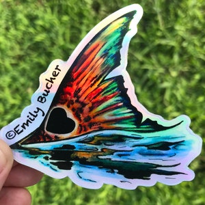 3 inch HEART Redfish Holographic Sticker Decal | Emily Bucher