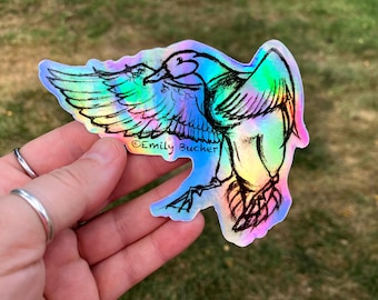 Mallard Duck Landing Holographic Vinyl Sticker Decal | Emily Bucher Heritage Calls