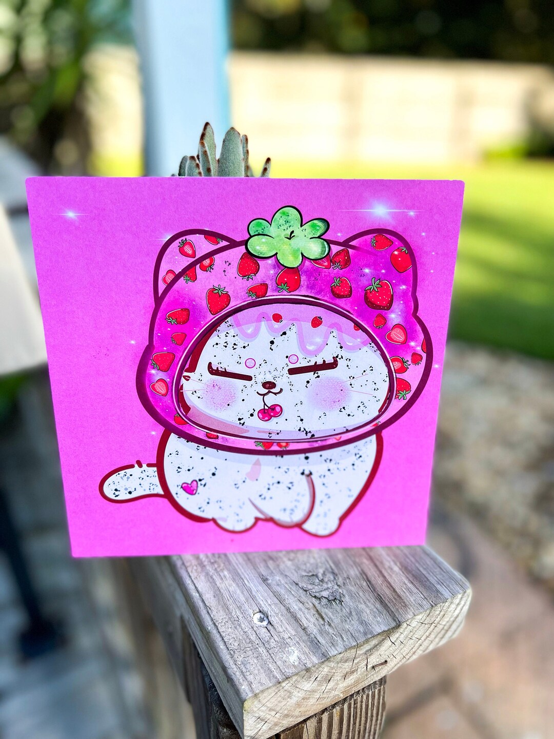 Strawberry Cat Catthemed Home Decorcat Lover Gift Crazy Etsy