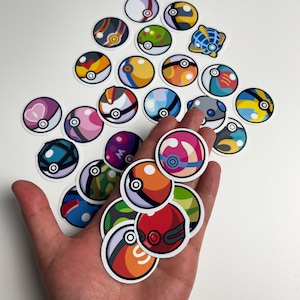 Poke Ball Waterproof Sticker Set of 27 Stickers