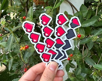 Pixel Health Bar Sticker, Video Game Sticker, Laptop Sticker, Water Bottle Sticker, Gaming Sticker, Pixel Art Style Sticker, Heart Sticker