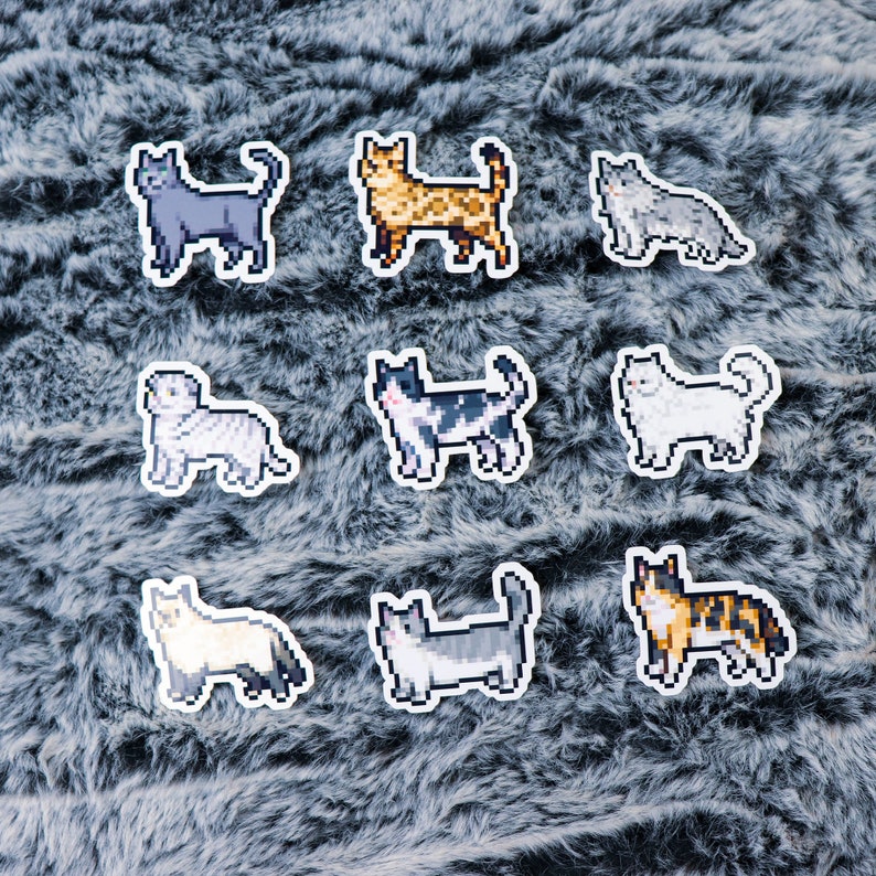 Pixel Cat Art Sticker, Video Game Sticker, Laptop Sticker, Water Bottle