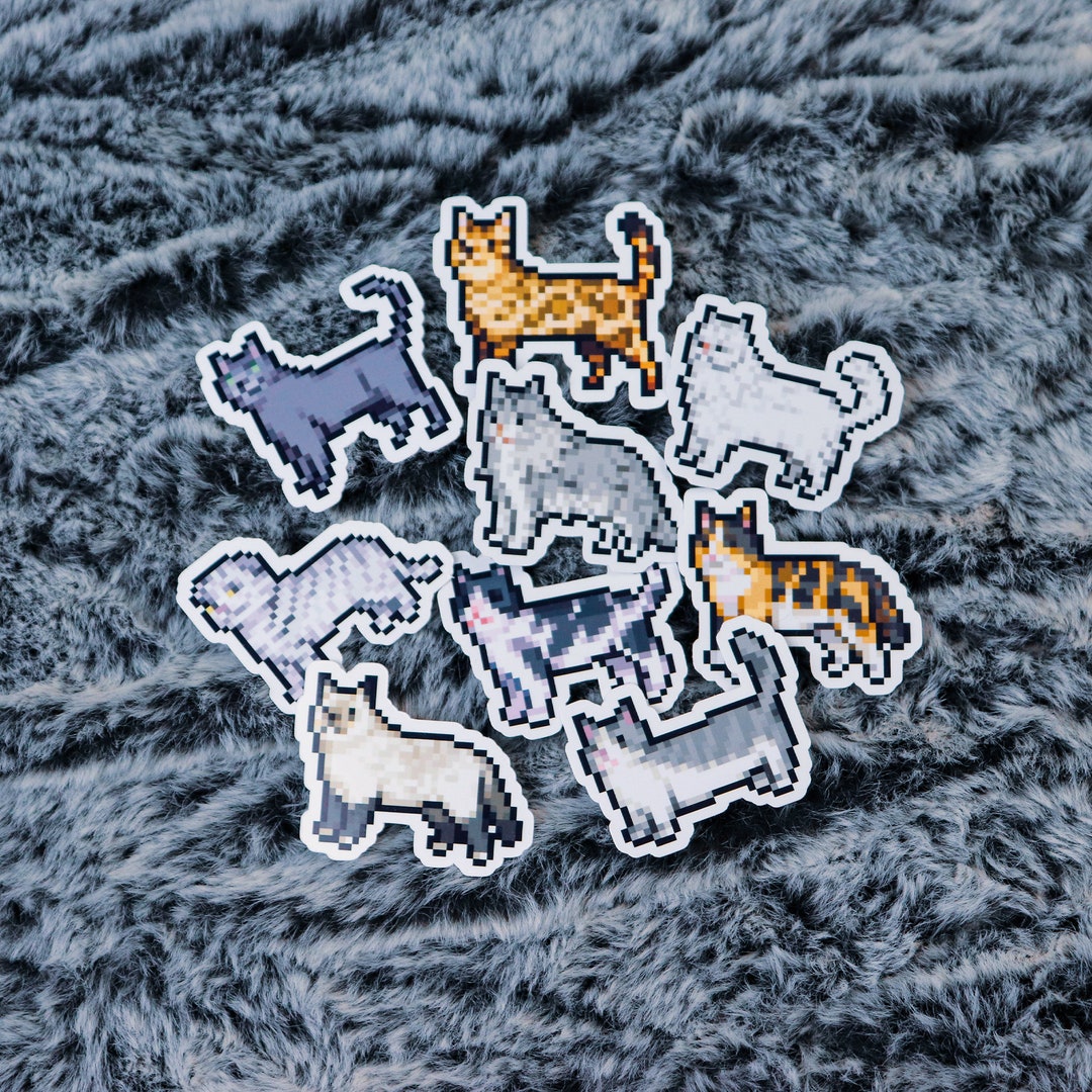 Pixel Cat Art Sticker, Video Game Sticker, Laptop Sticker, Water Bottle Sticker, Animal Sticker