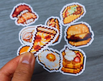 Pixel Food Art Sticker, Video Game Sticker, Laptop Sticker, Water Bottle Sticker, Gaming Sticker, Pixel Art Style Sticker, Food Sticker