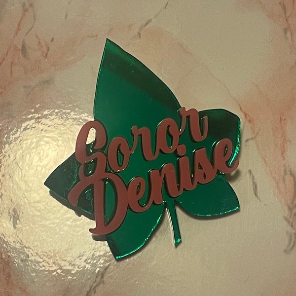 Ivy Leaf Soror Pin | Custom Name Badge | Sorority Pin | Pink and Green Sorority Pin