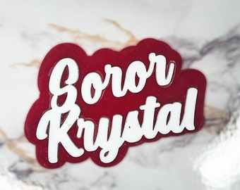 Soror Pin | Custom Name Badge | Sorority Pin | Crimson and Cream Sorority Pin | Delta Sigma Theta Gift
