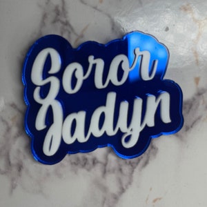 Soror Pin | Custom Name Badge | Sorority Pin | Royal Blue and Pure White Sorority Pin | Zeta Phi Beta Gift