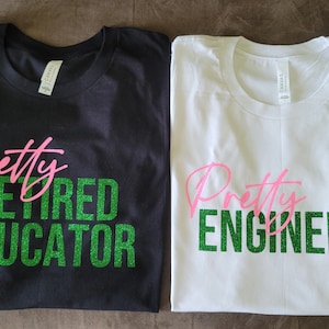 Pink and Green Pretty Occupation Glitter Tees