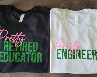 Pink and Green Pretty Occupation Glitter Tees
