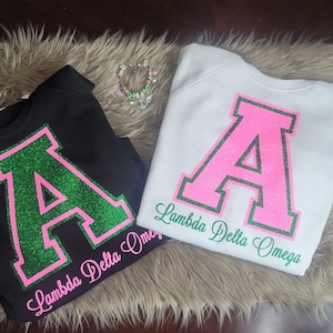 Pink and Green Short-Sleeve Chapter Shirt | Pink and Green glitter Bold A Short-Sleeve