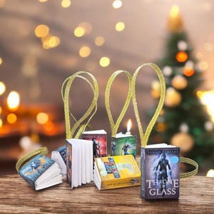 Miniatury tron szklanych książek ozdoby świąteczne domek dla lalek rozmiar prezent rekwizyt replika