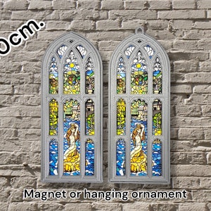 Miniature 3D Printed wizard mermaid stained glass window Christmas tree or fridge magnet ornament 10cm prop replica gift prefects
