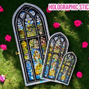 Holographic Prefects bathroom stained glass window mermaid stickers 10cm - 15cm - 25cm -