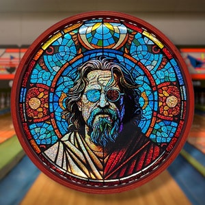 Holographic Lebowski Dude cup coaster 3D printed Epoxy Handmade with cork bottom gift perfect christmas