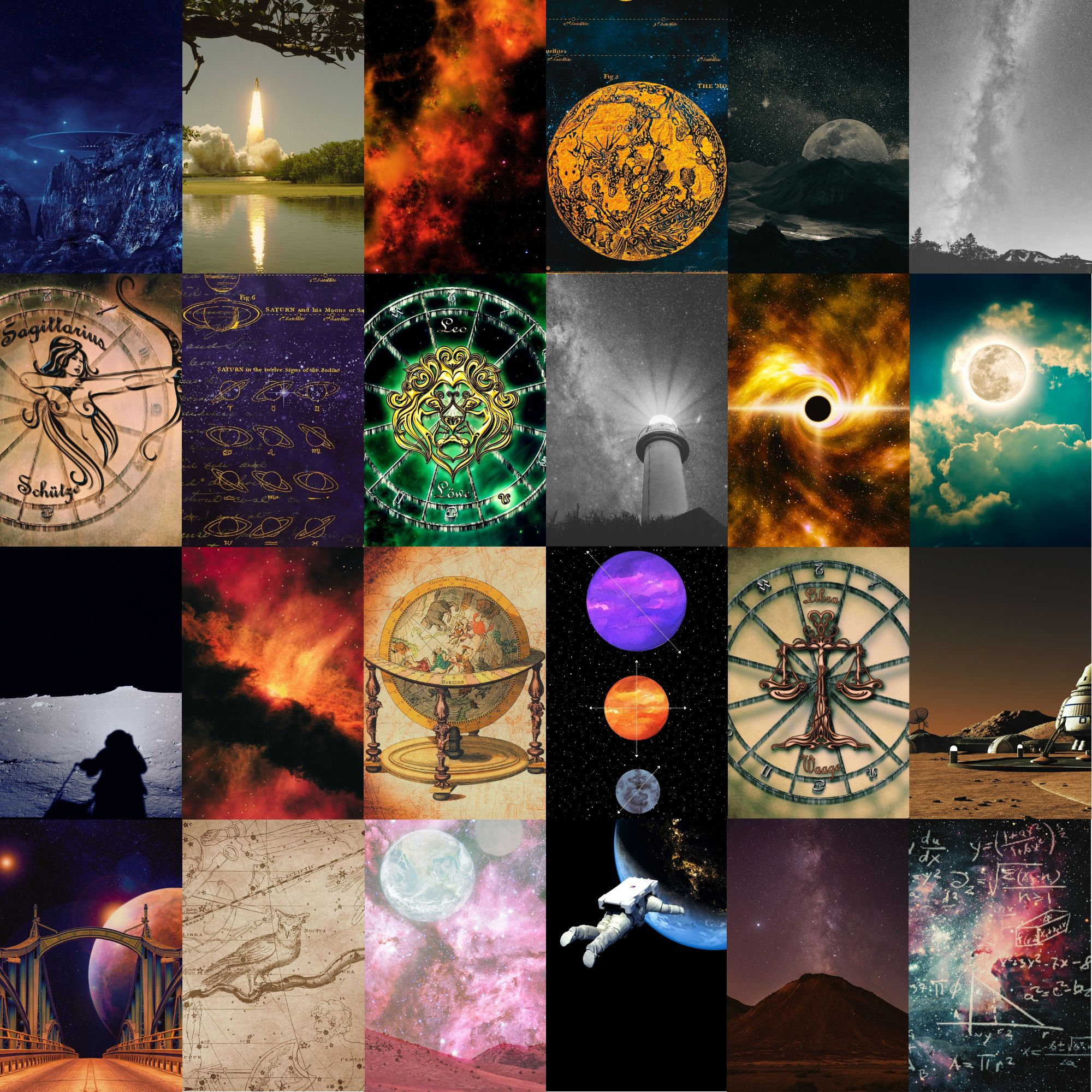 100 Pcs Astronomy Wall Collage Kit, Moonlight Aesthetic Photo Collage ...