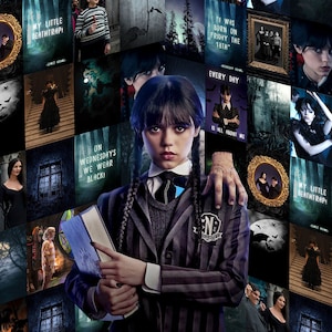 Wednesday Addams Wall Collage, Wednesday Decor Posters Wednesday Wall Art, Wednesday Art, Wednesday Wall Decor, Wednesday Birthday Print 4x6