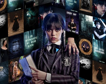Wednesday Addams Wall Collage, Wednesday Decor Posters Wednesday Wall Art, Wednesday Art, Wednesday Wall Decor, Wednesday Birthday Print 4x6