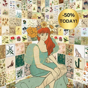 160 PCS | Vintage Botanical Wall Collage Kit | Nature Photo Collage | Green and Floral Pictures Room Décor Posters| Digital images 4x6”