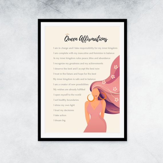 Wall Manifestation Print, Poster, Queen Quotes Norway Download Décor, Printable Art Wall - Positive Digital Etsy Empowerment Poster, Positive Affirmations