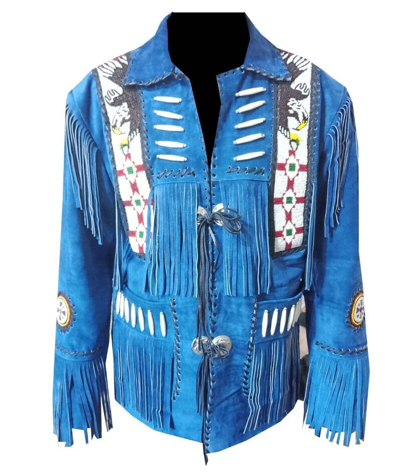 Men's Traditional Western Cowboy Jacket American Eagle With Fringed