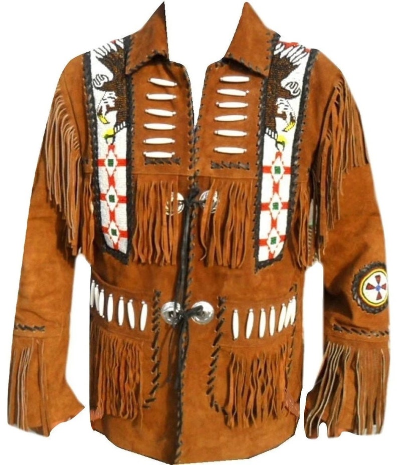 Men's Traditional Western Cowboy Jacket American Eagle With Fringed ...