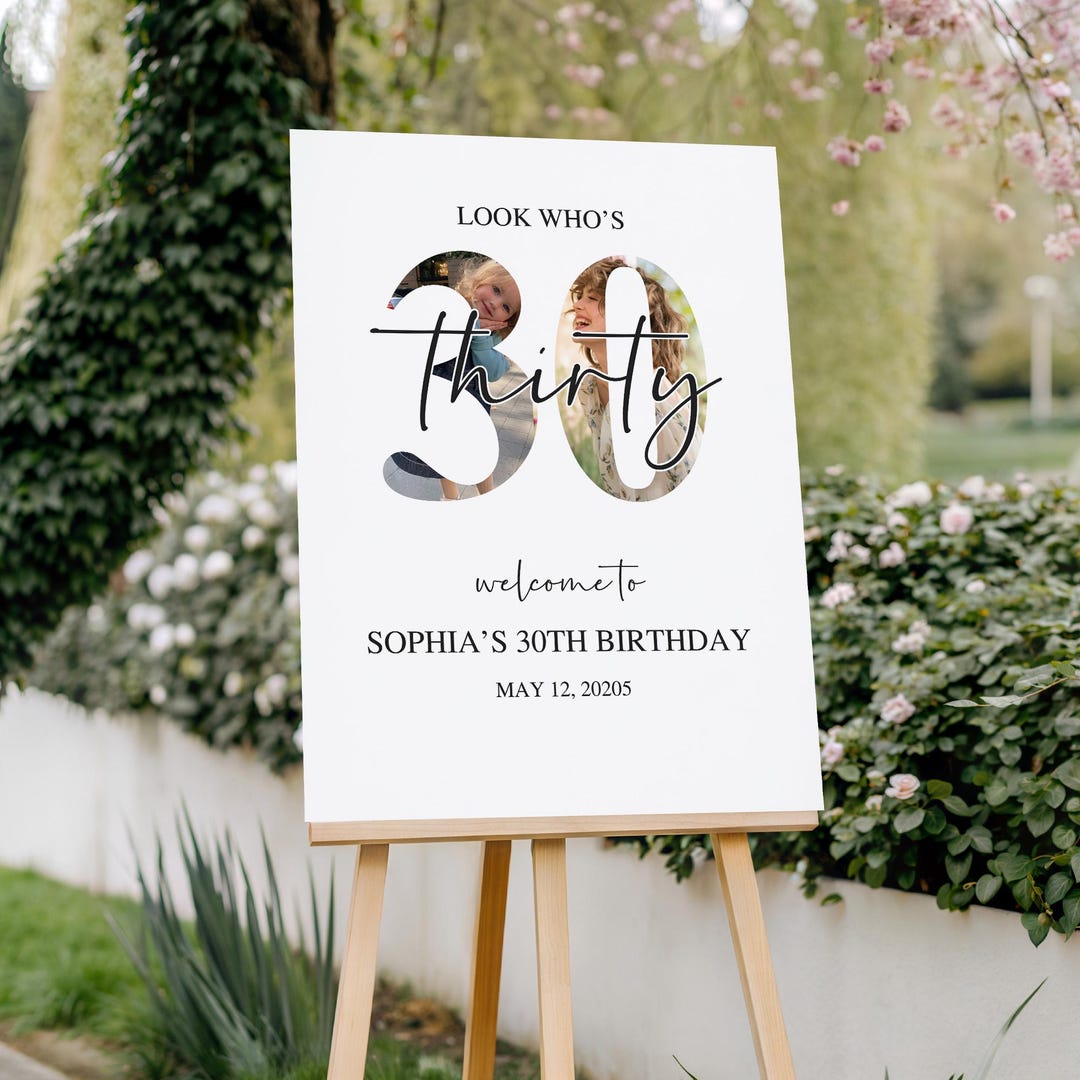 30th Birthday Welcome Sign With Photo, Custom Birthday Poster ...