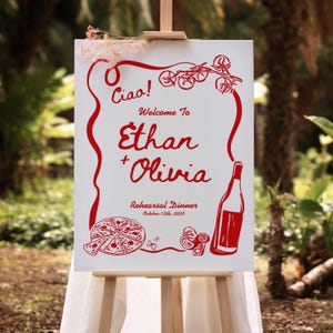 Rehearsal Dinner Welcome Sign, Rehearsal Pizza Welcome Sign, Party Italian Decor, That&#39;s Amore Sign, Custom Welcome Sign, Canvas Print