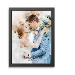 Custom Watercolor Portrait From Photo, Anniversary Gift , Wedding Anniversary - Digital File Only #2