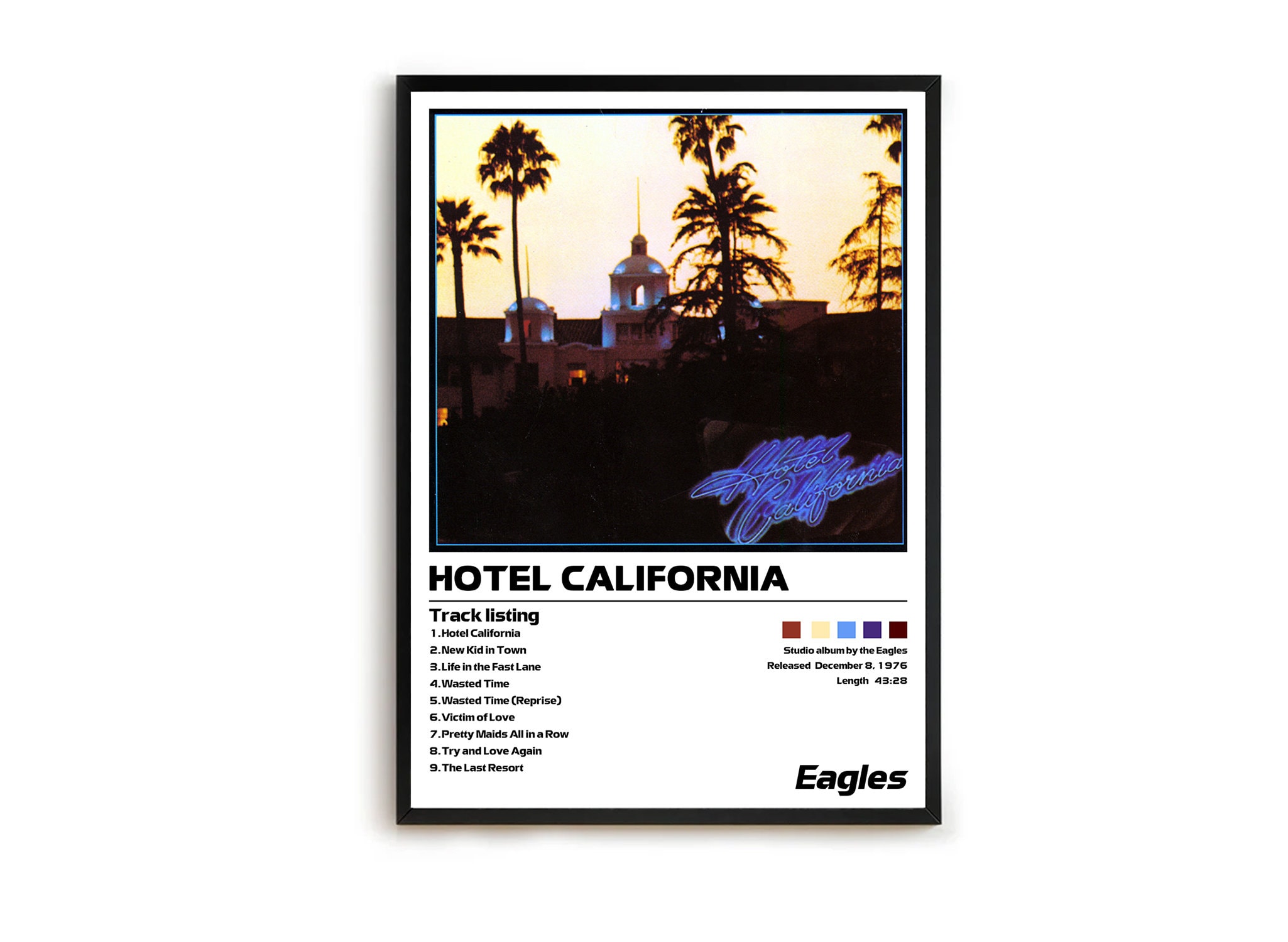 Discover Eagles - Hotel California |  Minimalist Album Cover Poster , Music Print , Custom Album Print , Gift For Him, Gift For Her