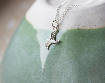 Filigree, silver bird necklace, 925 sterling silver