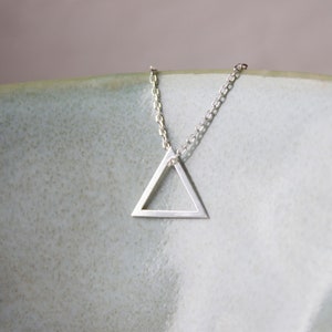 Graphic necklace triangle, silver, gold, 925 silver gold plated