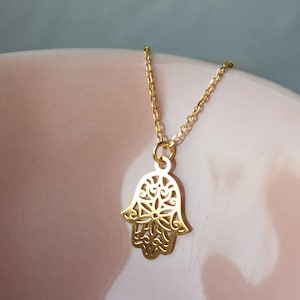 Golden chain Hamsa, Hand of Fatima, 925 silver gold-plated