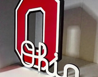 Ohio State University Layered Block O Ohio Script