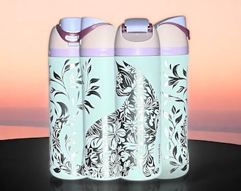 Engraved Cat Owala FreeSip Water Bottle | Full Wrap Engraved Design