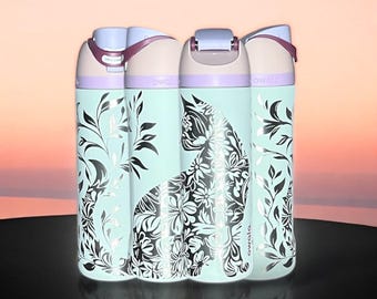 Cat Lover Full Wrap Owala 24oz Freesip Engraved Water Bottle