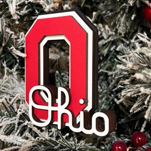 Ohio State University Block O Ohio Script Ornament