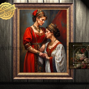 The red of your lips  hight digital wallpaper in style of oil painting | Slavic culture of the region - print art