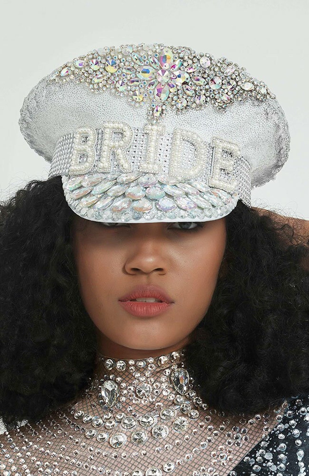 Rhinestones Bridal Captain Hat | Silver Bachelorette Party  display picture 1