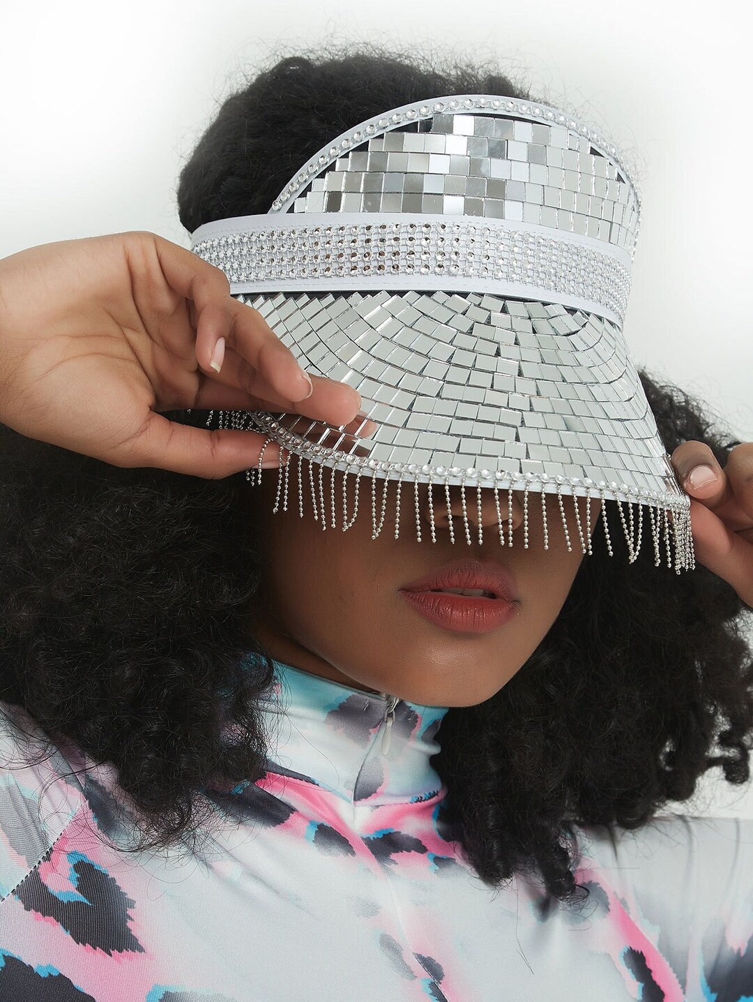 Disco Ball Visor Silver Disco Ball Hat Mirror Disco Visor Etsy