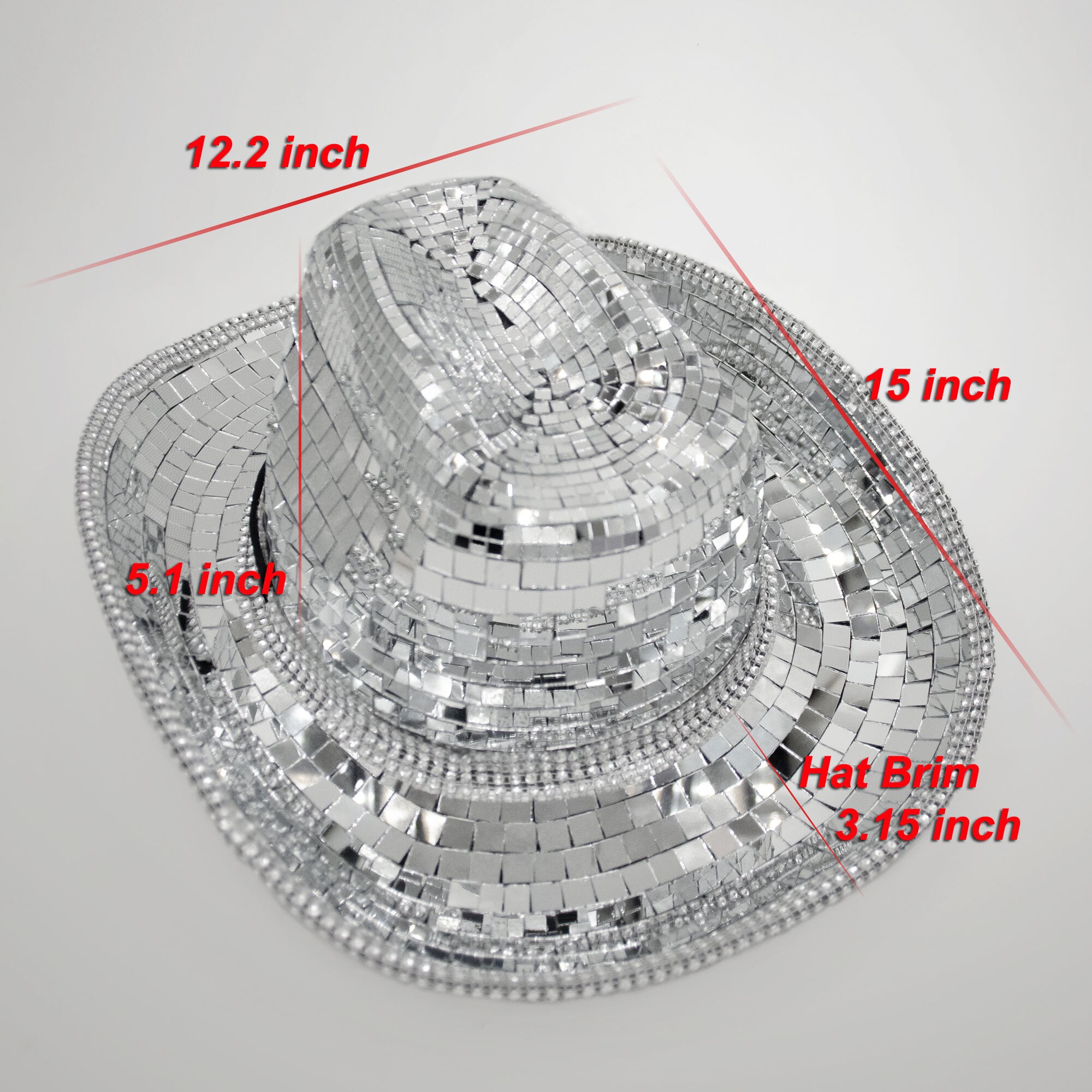 Disco Ball Cowboy Hat 3 Mode LED Light String / Beyoncé / Silver Disco ...