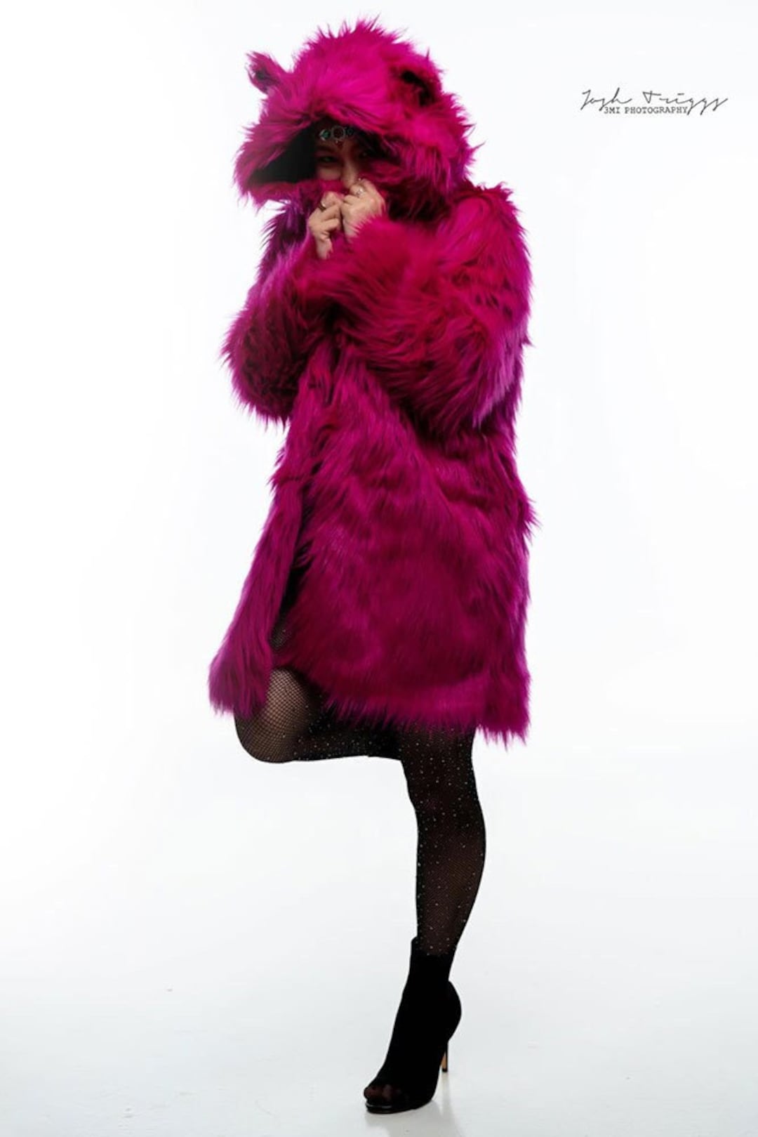 Pink Winter Long Coat, Rave Coat, Bear Jacket, Rave Outfits, Festival ...