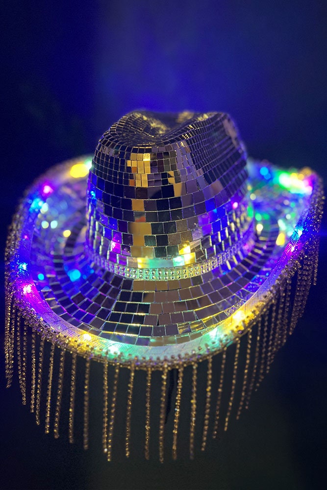 Disco Ball Cowboy Hat 3 Mode LED Light String / Beyoncé / Silver Disco ...