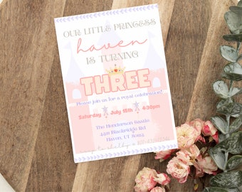 Our Little Princess - Third Birthday Girl Invitation - Digital Download - Fully Editable - Print or Send Electronically