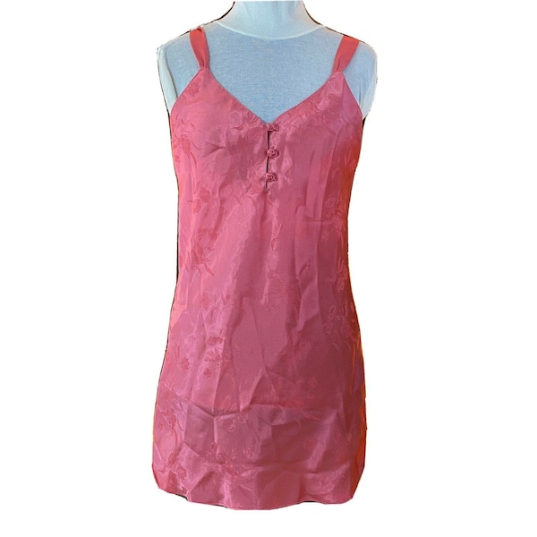 Morgan Taylor Intimates Lingerie petite chemise de nuit en satin rose vintage des années 90 pour femme