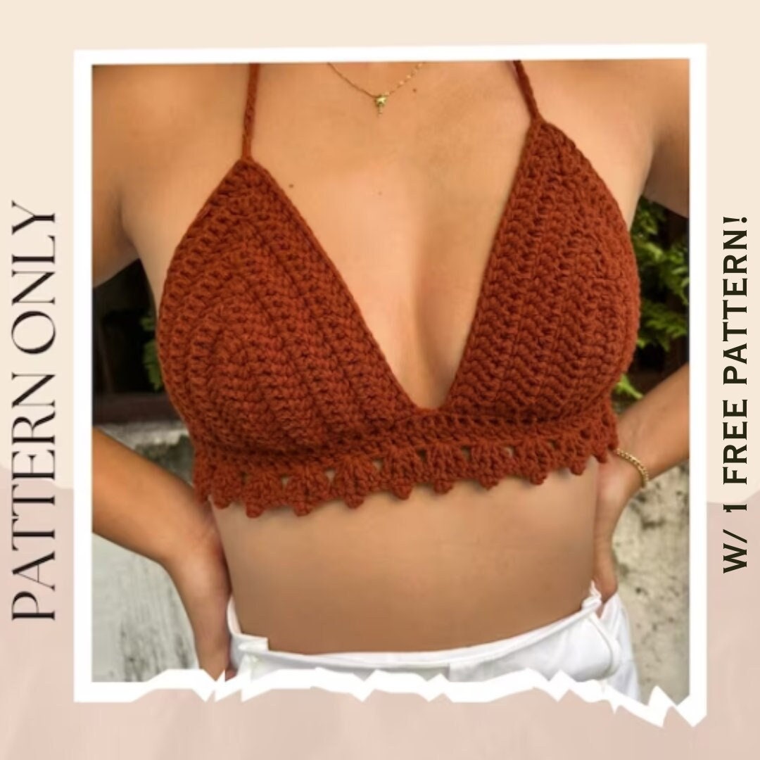  TheMogan Women's Crochet Bralette with Adjustable