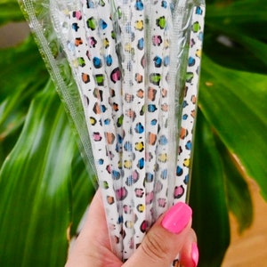 Colorful Leopard 9 inch reusable straws, eco friendly, environmentally safe, sustainability, goodie bag, party favor, great for tumblers