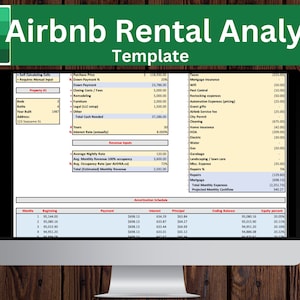Airbnb Rental Analysis | Excel template | Rental Property Calculator | Short term rental spreadsheet | Short-term rental | Rental Analysis