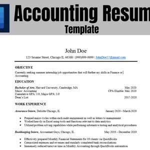 Simple Accounting Resume Template (Word Template)
